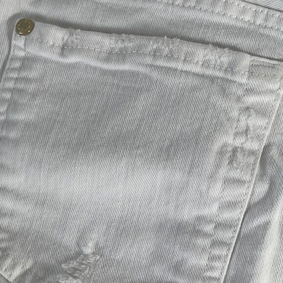 7 For All Mankind White Distressed Destruction Jeans Sz 27 - Picture 6 of 11